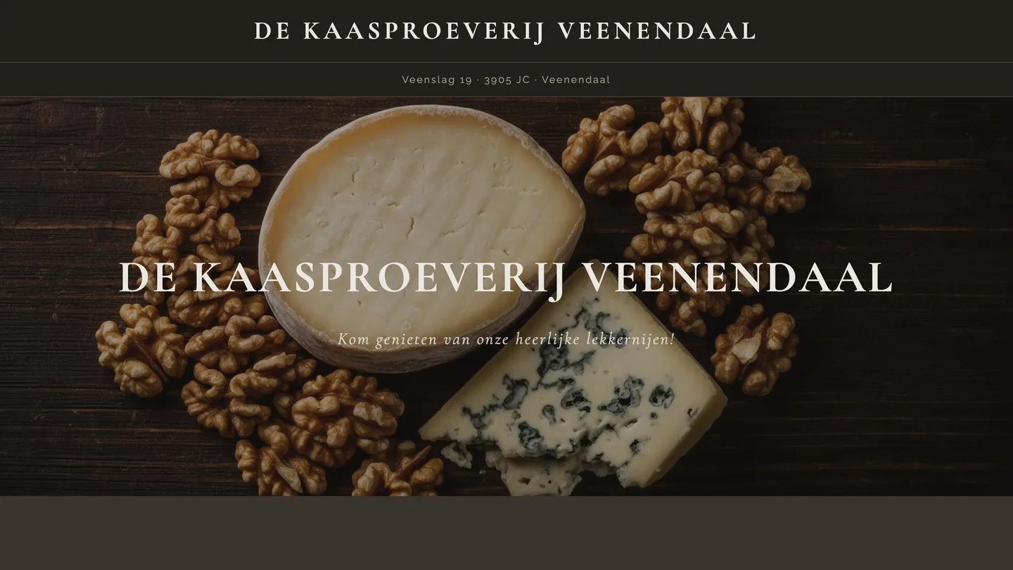 Website van De Kaasproeverij Veenendaal
