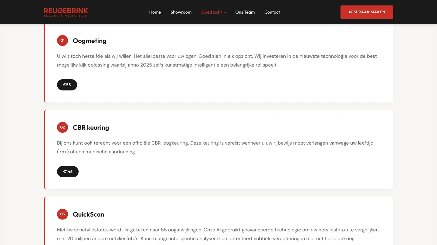 Website van Reugebrink Opticiens op een computer, afbeelding 3
