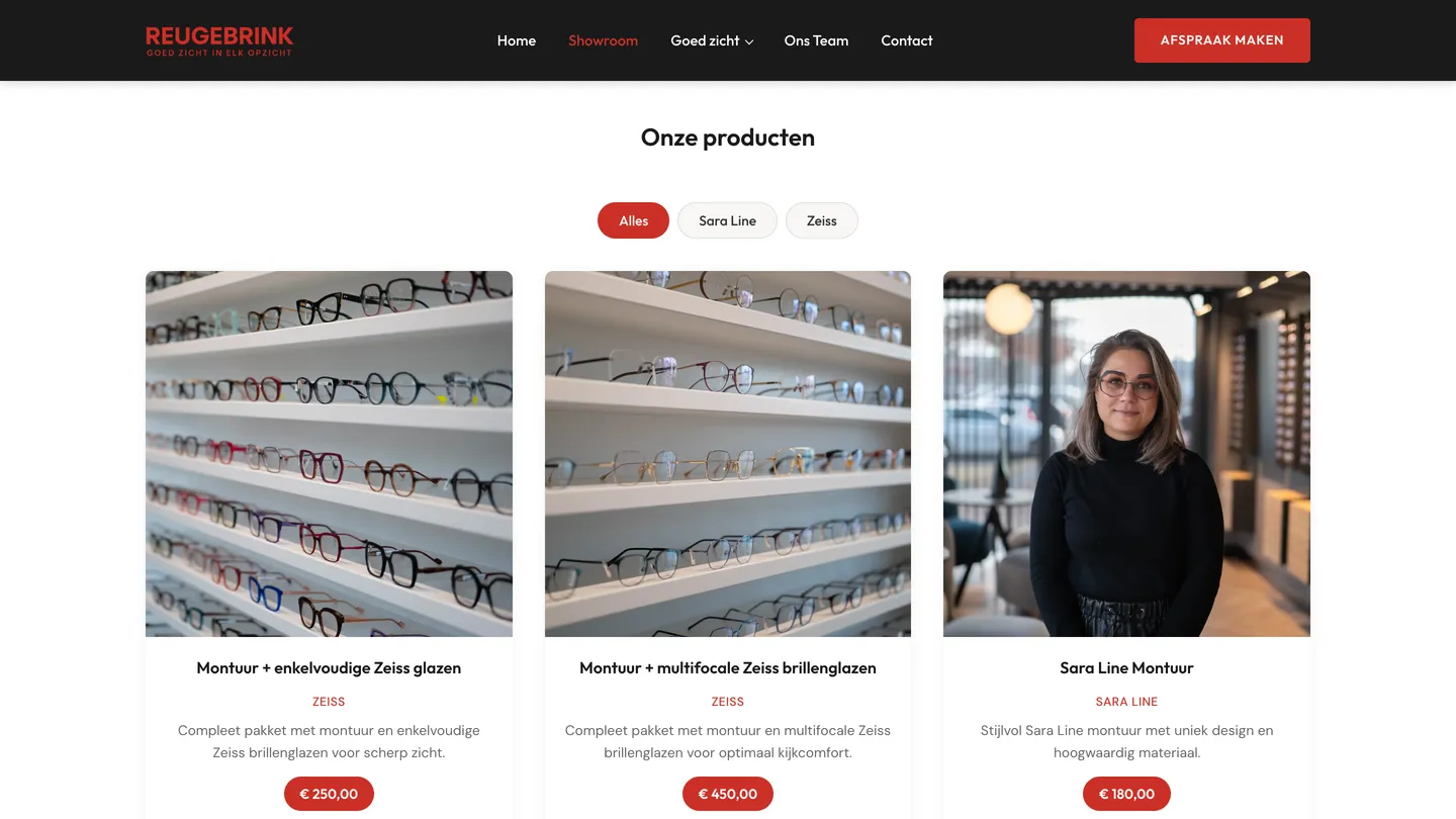 Website van Reugebrink Opticiens op een computer, afbeelding 2