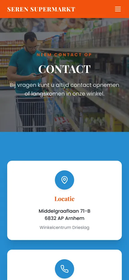 Website van Seren Supermarkt op een telefoon, afbeelding 3