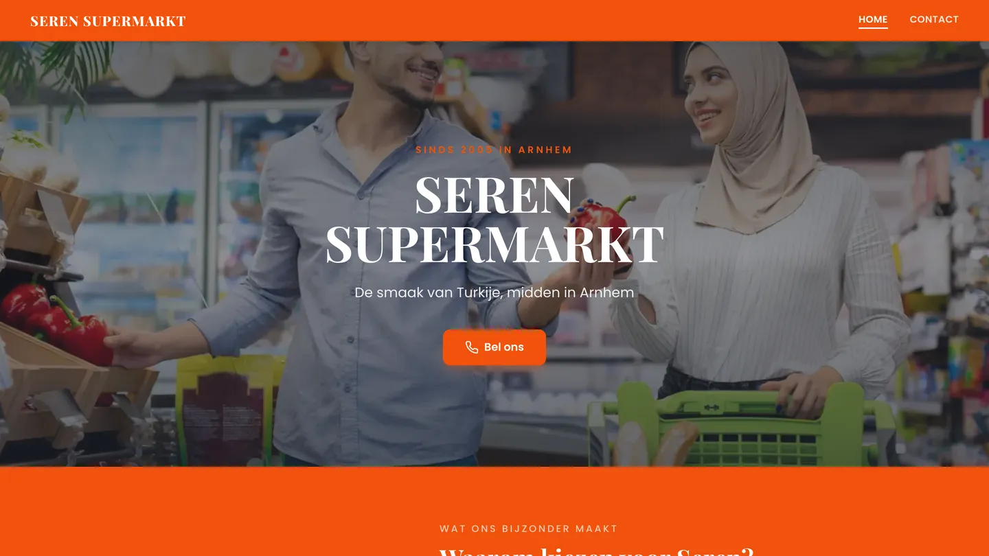 Website van Seren Supermarkt op een computer, afbeelding 1