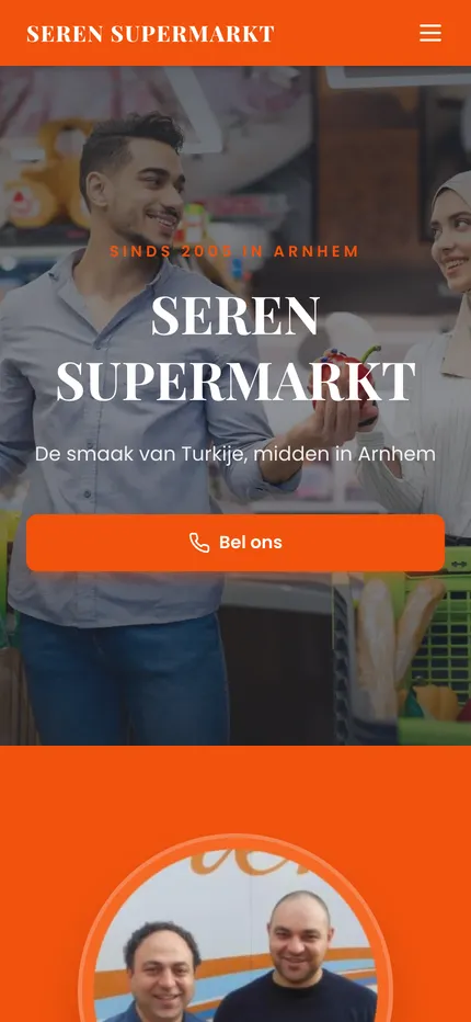 Website van Seren Supermarkt op een telefoon, afbeelding 1