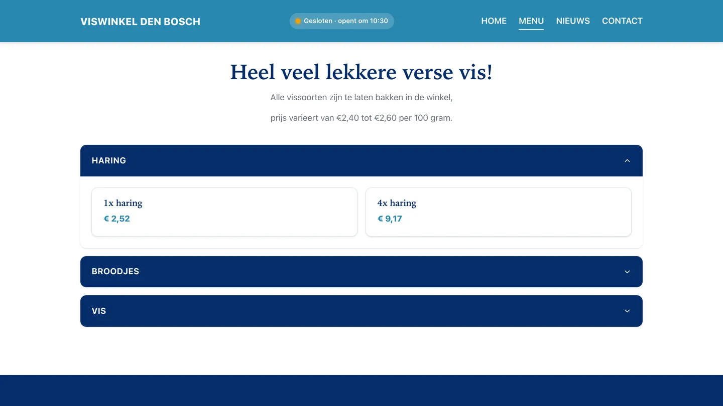 Website van Viswinkel Den Bosch op een computer, afbeelding 2
