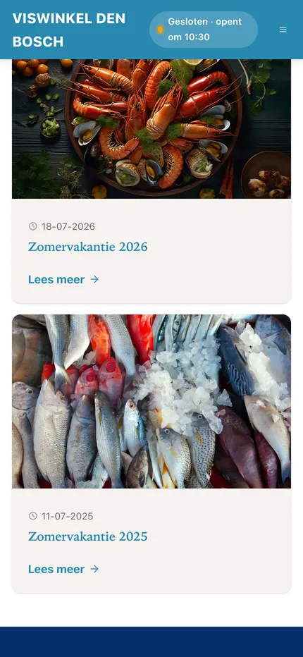 Website van Viswinkel Den Bosch op een telefoon, afbeelding 3